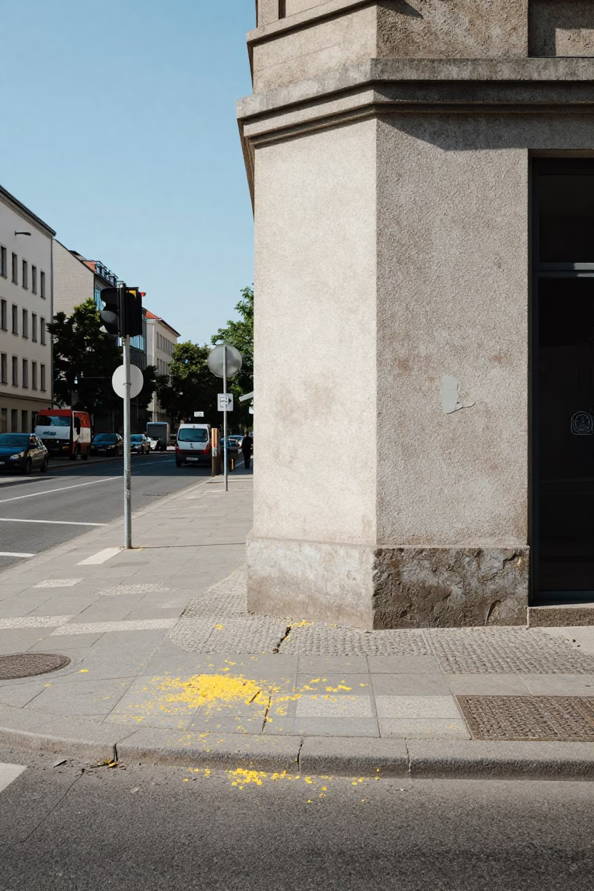 Berlin Street Corner Noon Light with Paint Flecks and Classroom Window Details in in Berlin, Germany