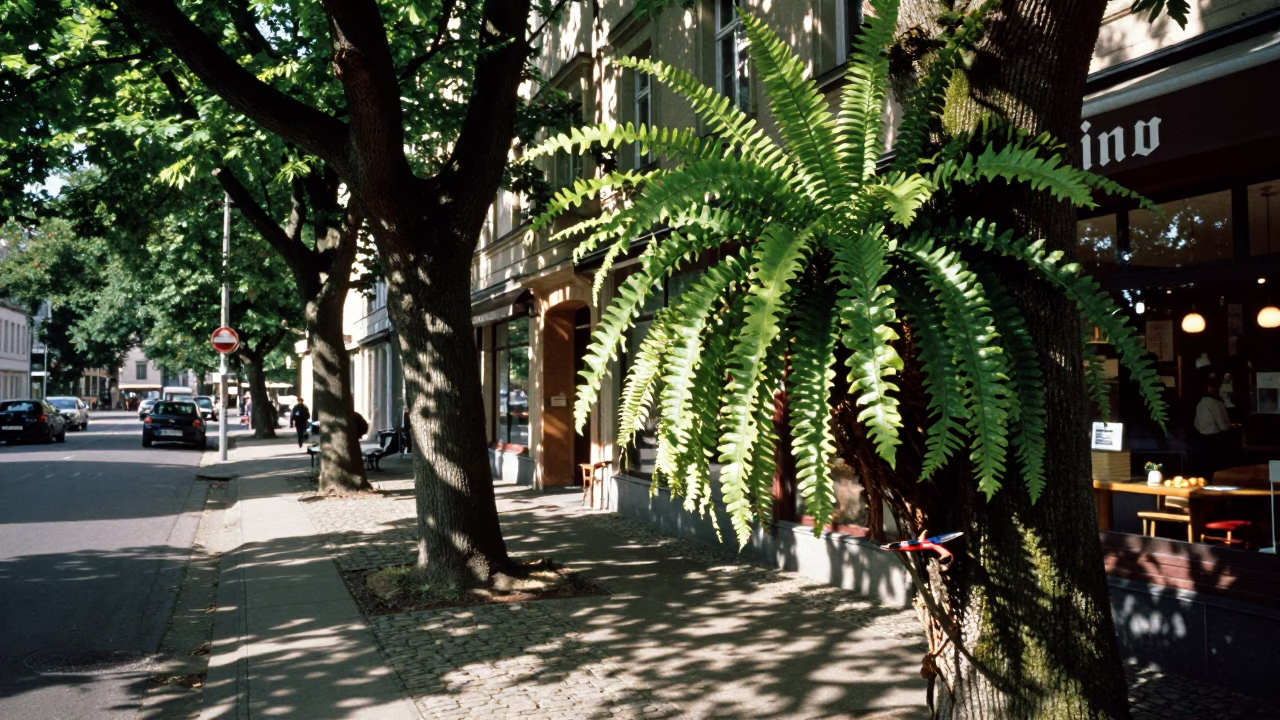 Berlin Street Scene with Staghorn Fern and Tailor Shears in in Berlin, Germany