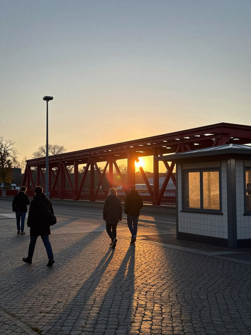 Berlin Sunset Light at As The Sun Drops Toward The Horizon in in Berlin, Germany