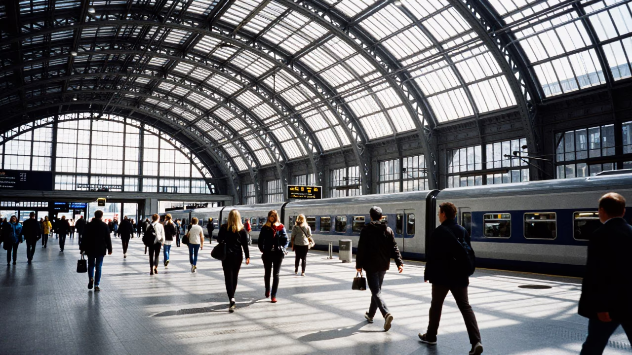 Berlin Train Station at Midday Light in in Berlin, Germany