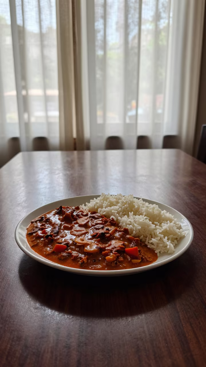 Bhutanese Ema Datshi Stew on Shankhari Bazaar Table in on a restaurant table in Shankhari Bazaar, Dhaka