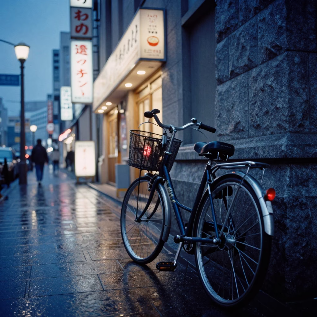 Bicycle at Blue Hour in in Sapporo, Japan