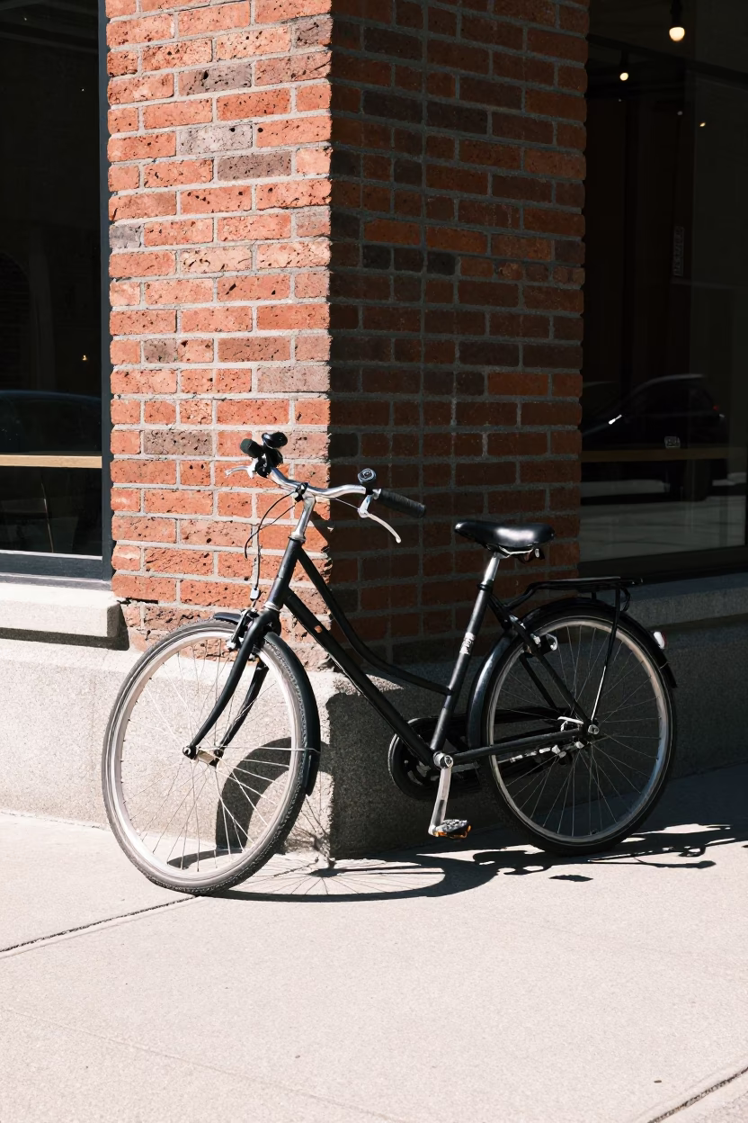 Bicycle at Bright Midmorning Light in Montreal in in Montreal, Quebec, Canada