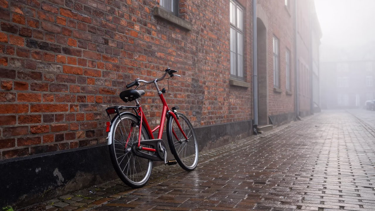 Bicycle at Dawn Light in in Copenhagen, Denmark