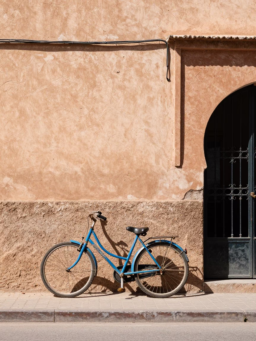 Bicycle at Flat Noon Light in in Casablanca, Morocco