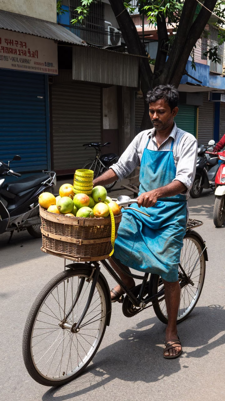 Bicycle Basket in Kolkata at Flat Noon Light in in Kolkata, India