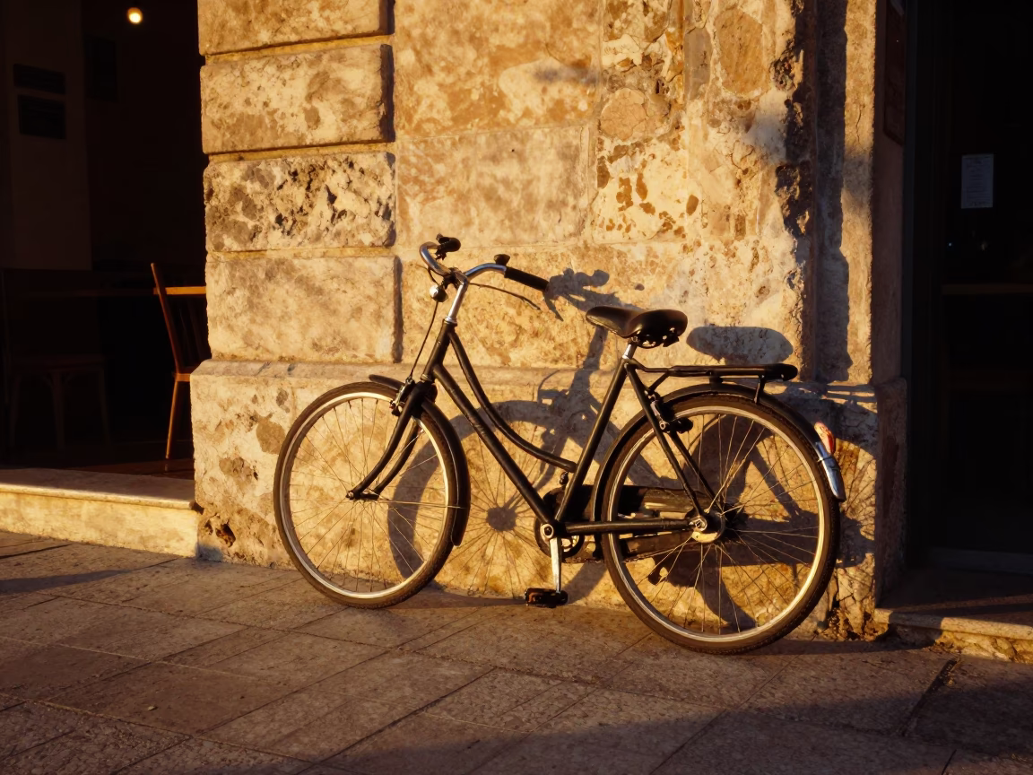Bicycle in Athens at Golden Hour in in Athens, Greece
