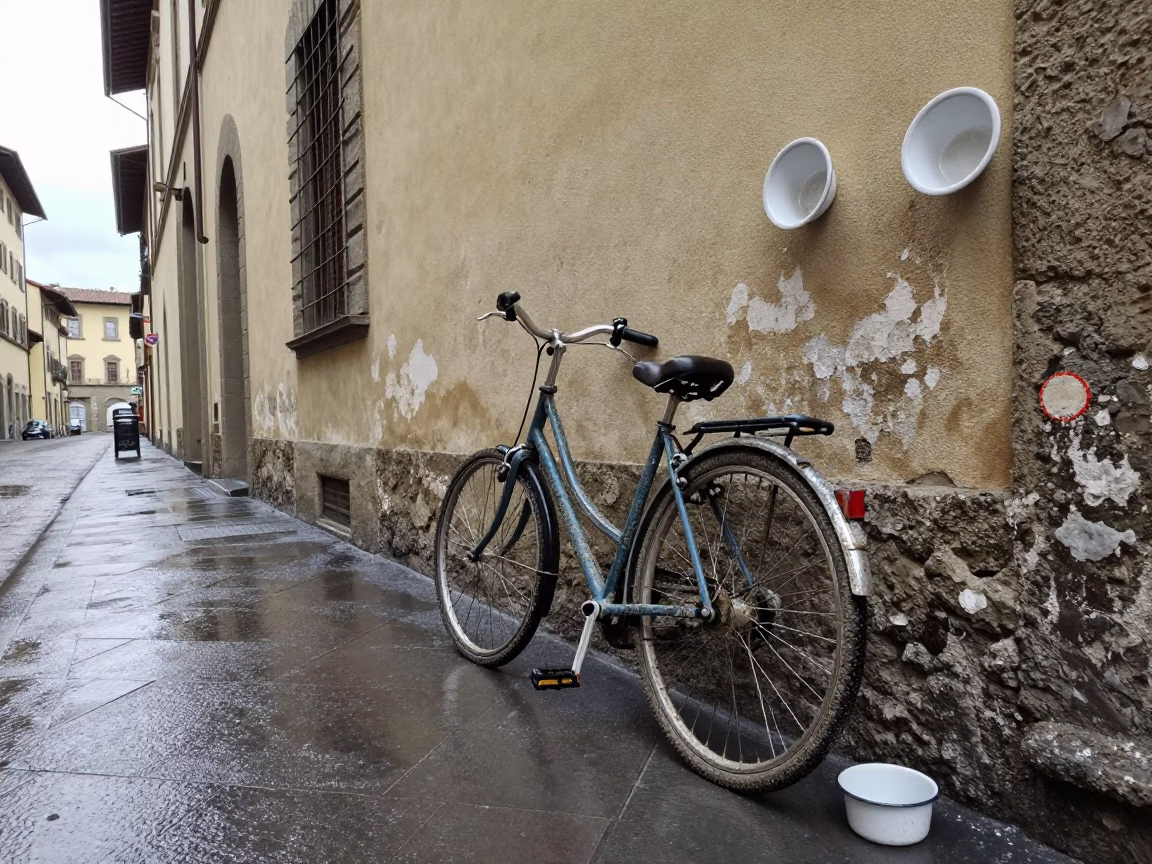 Bicycle in Florence at Midday Light in in Florence, Italy