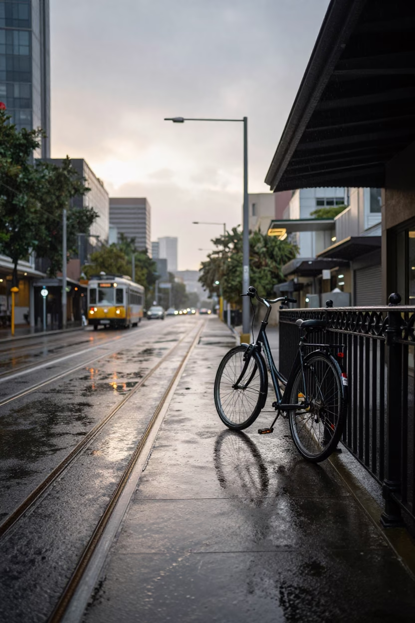 Bicycle in Melbourne at First Light in in Melbourne, Victoria, Australia