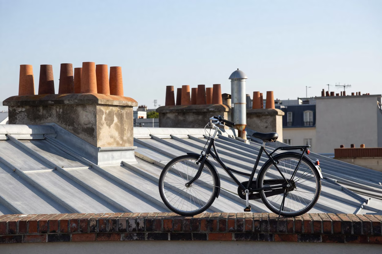 Bicycle in Paris at Afternoon Light in in Paris, France