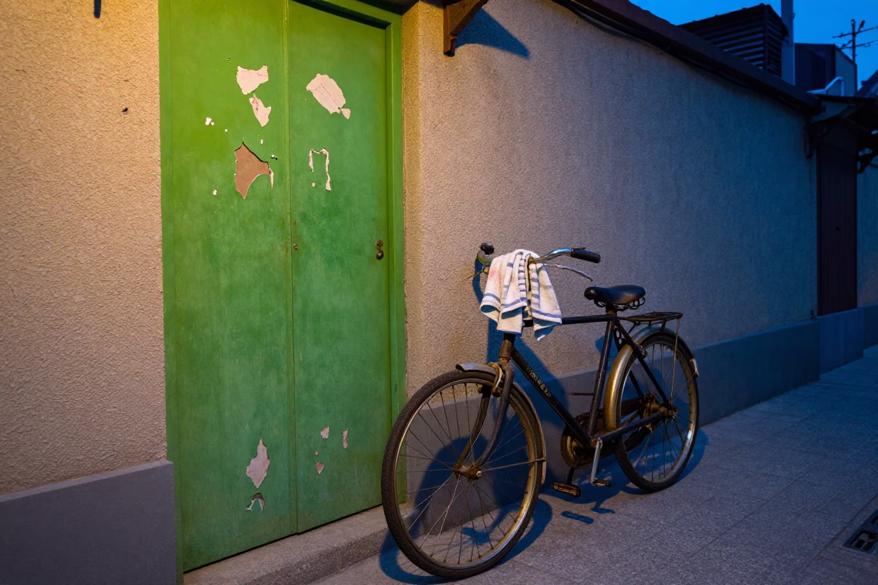 Bicycle in Shanghai at Blue Hour in in Shanghai, China