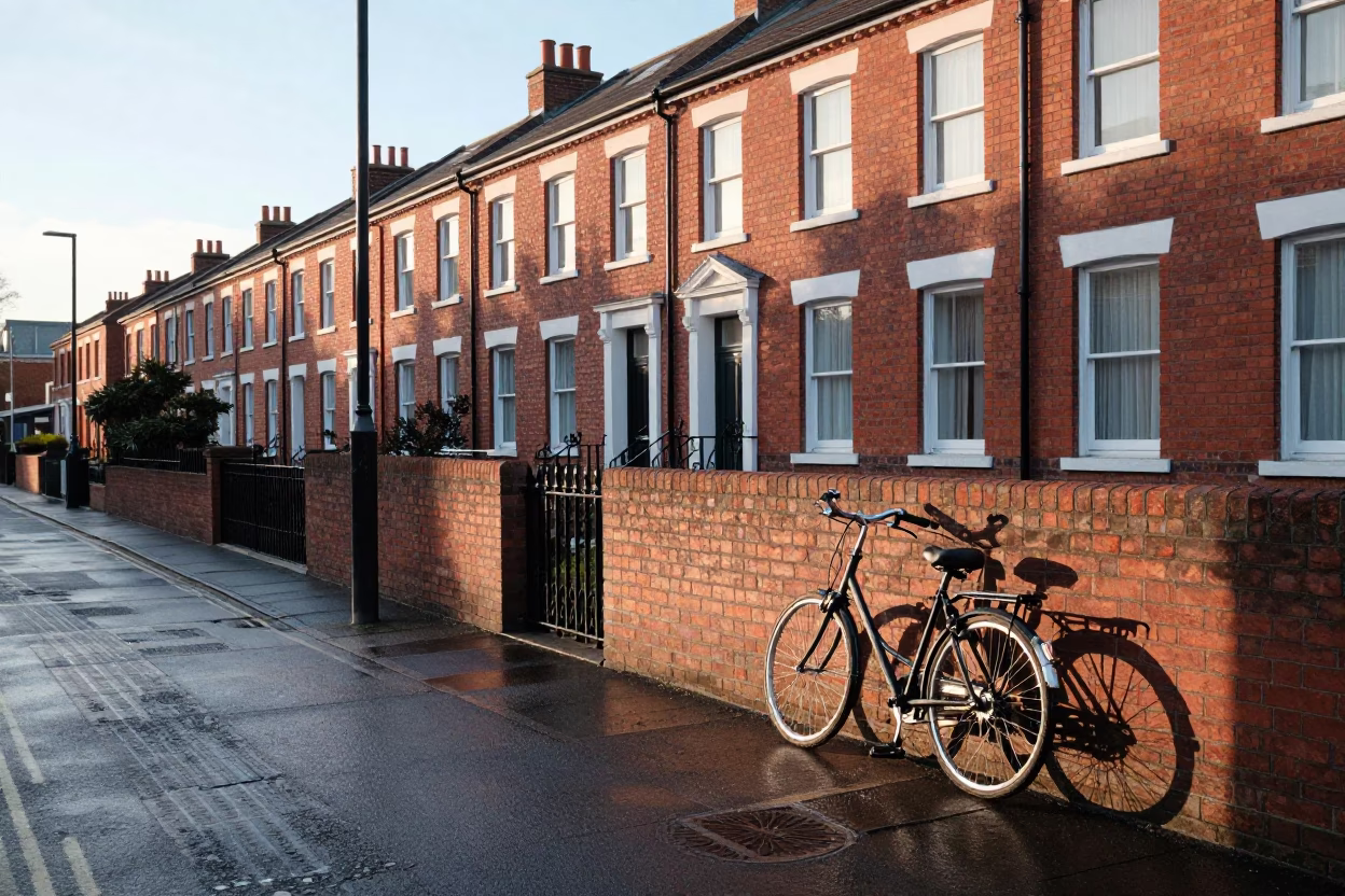 Bicycle just after sunrise in Liverpool in in Liverpool, United Kingdom