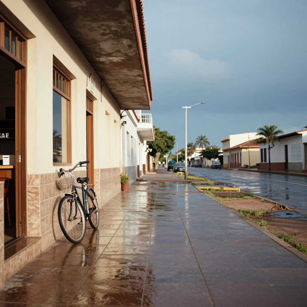 Bicycle Leaning Against Paraguayan Cafe in in Paraguay