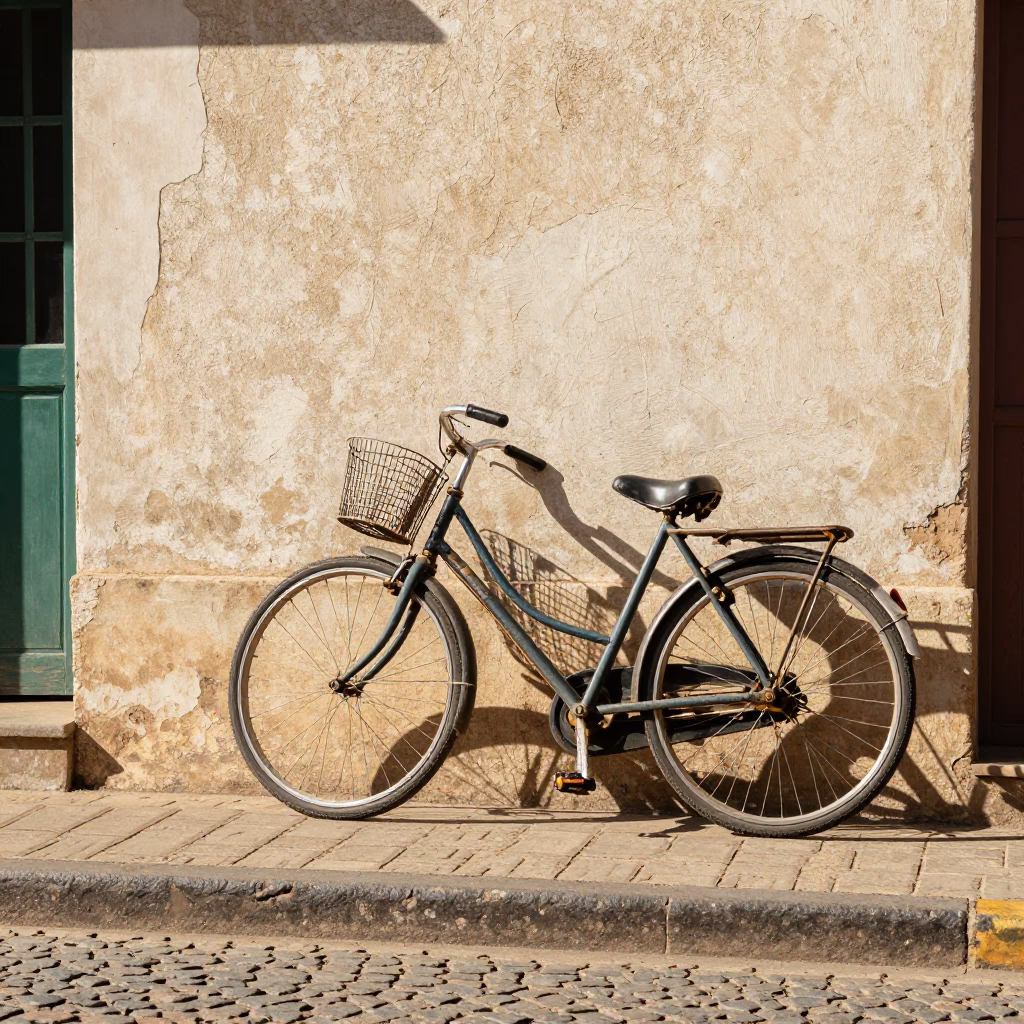 Bicycle Parked in Durban at Bright Midmorning Light in in Durban, South Africa