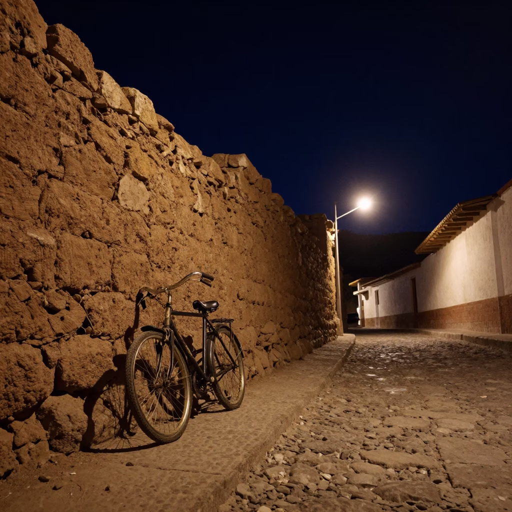 Bicycle Parked in La Paz at The Deepest Night Sky Light in in La Paz, Bolivia