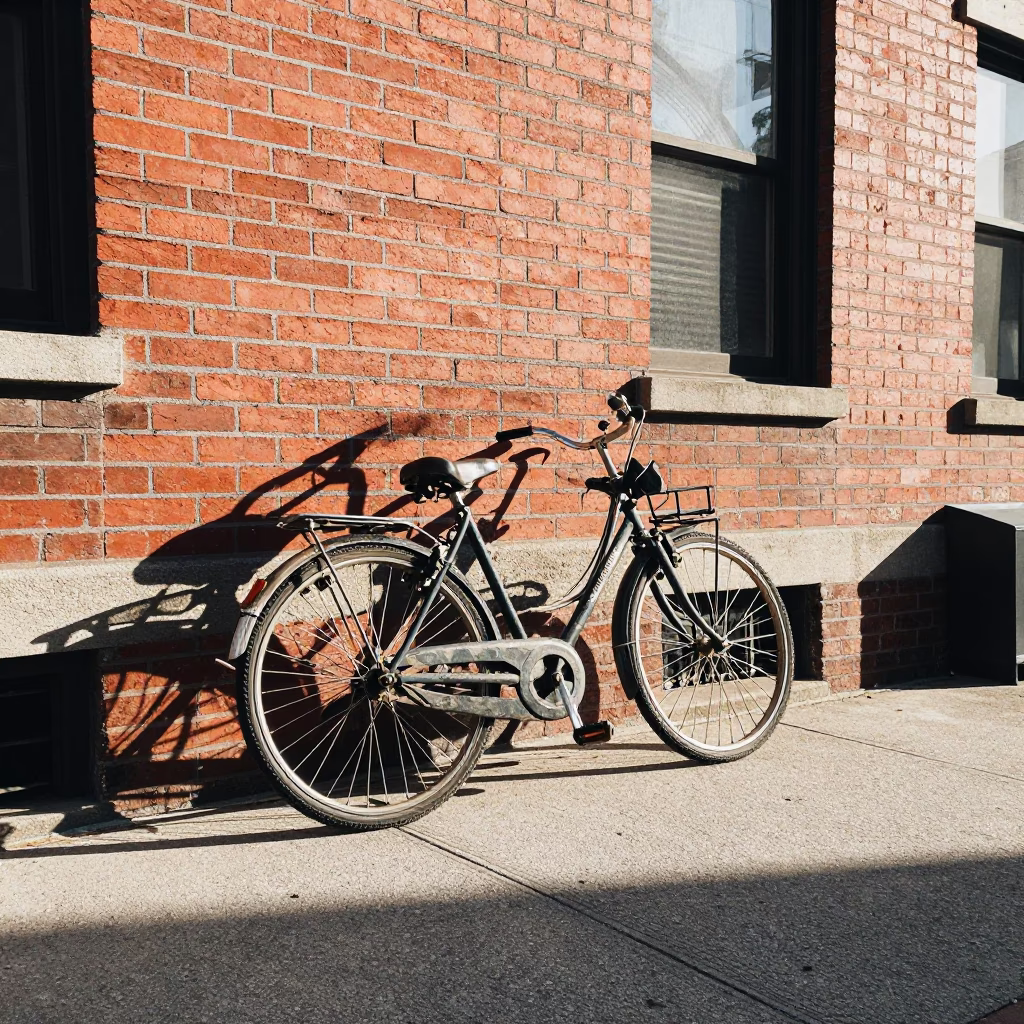 Bicycle Parked in New York at The Early Afternoon Light in in New York, New York, United States