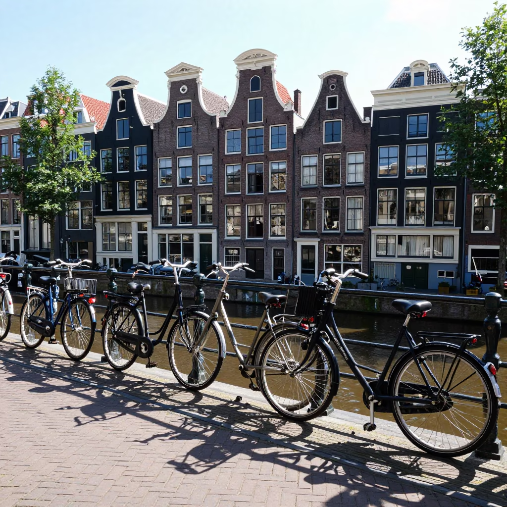 Bicycle Parking at Midday Light in Amsterdam in in Amsterdam, Netherlands