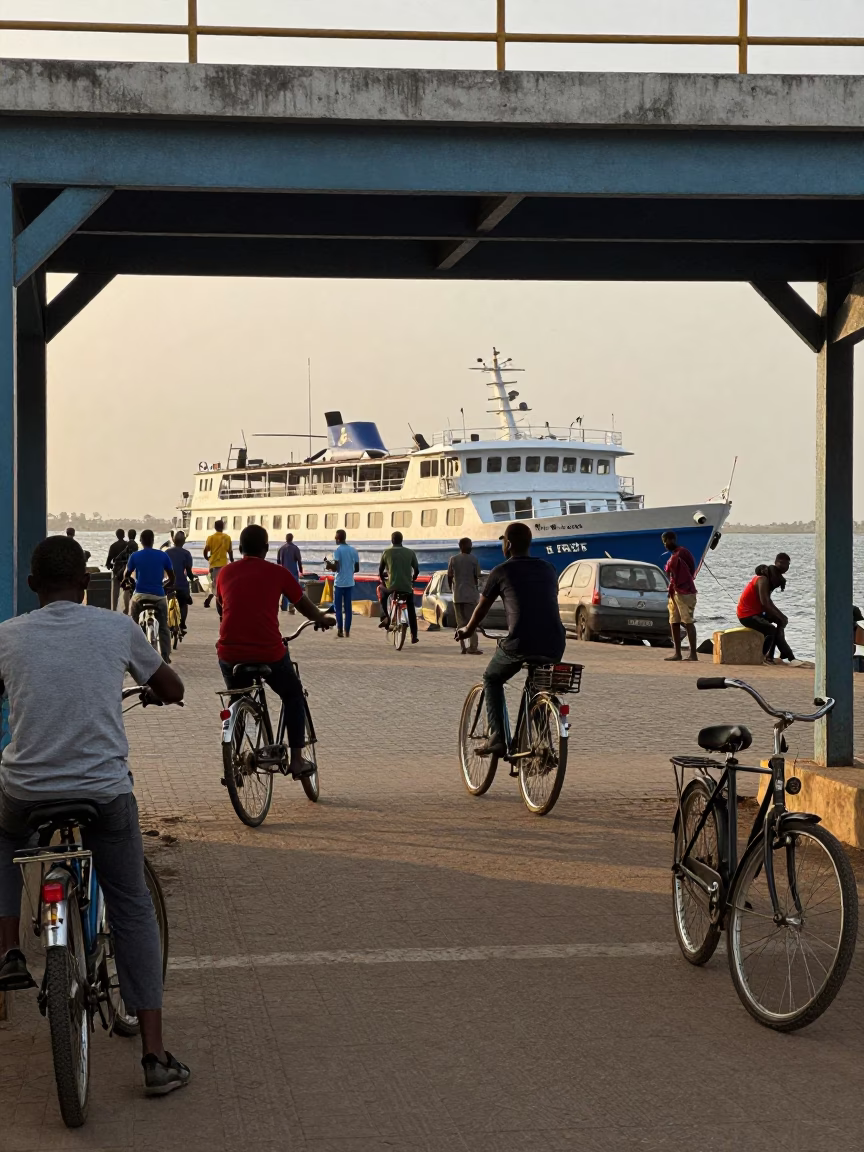 Bicycles at As First Light Reaches The Scene in Dakar in in Dakar, Senegal