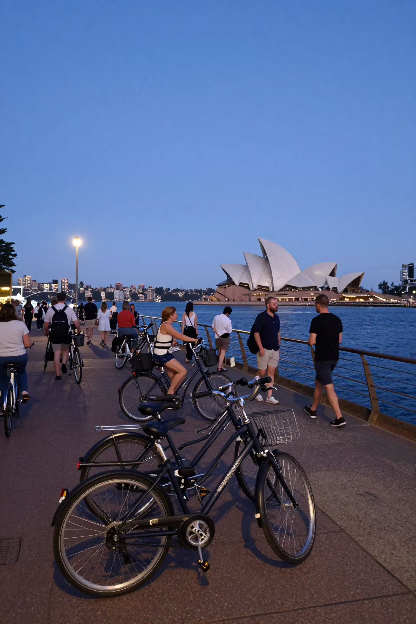 Bicycles at Indigo Twilight After Sunset in Sydney in in Sydney, New South Wales, Australia