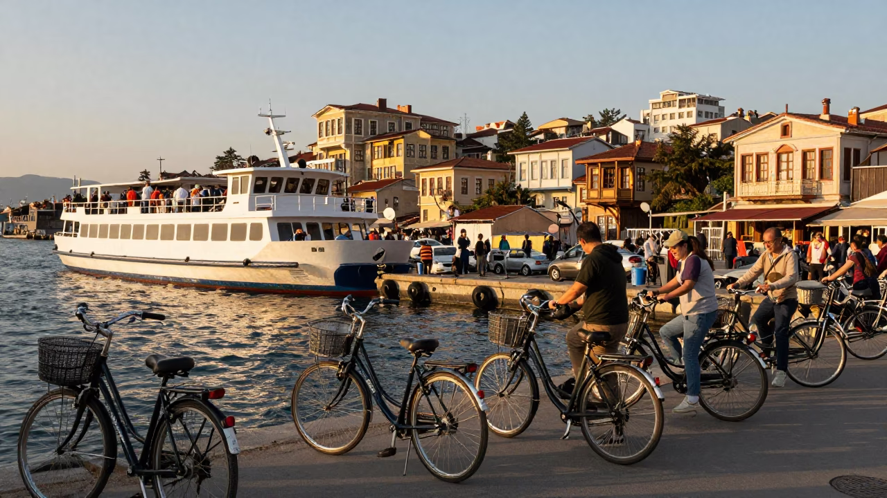 Bicycles at The Late Afternoon Light in Izmir in in Izmir, Turkey