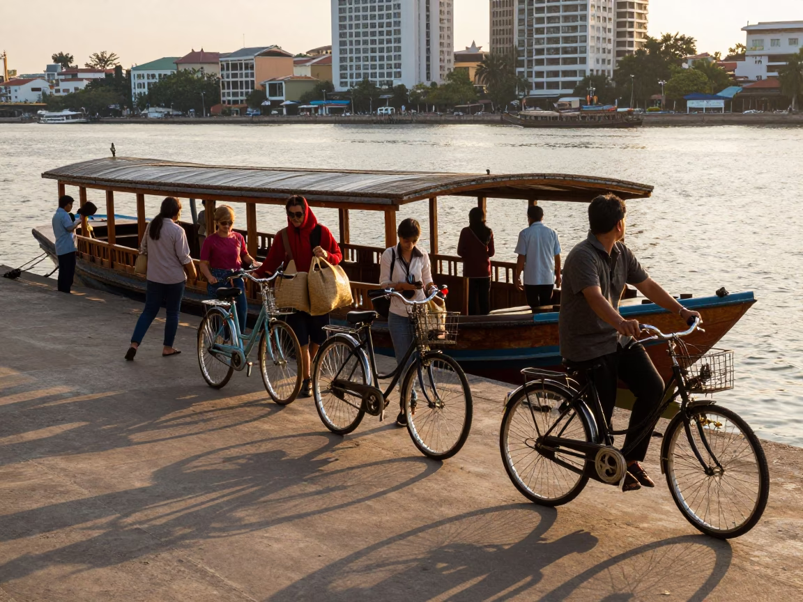 Bicycles in Ho Chi Minh City at Sunset Light in in Ho Chi Minh City, Vietnam