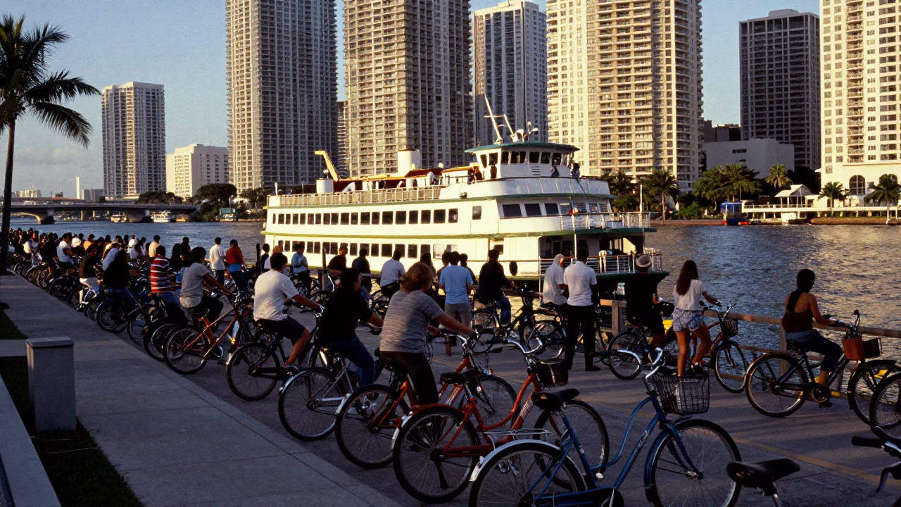 Bicycles in Miami at Clear Late-afternoon Light in in Miami, Florida, United States