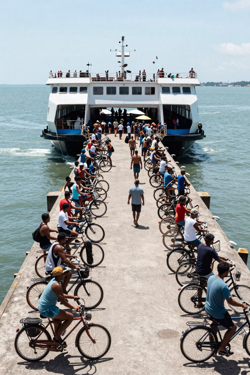 Bicycles Loading in Salvador at The Flat Glare Of Noon Light in in Salvador, Brazil