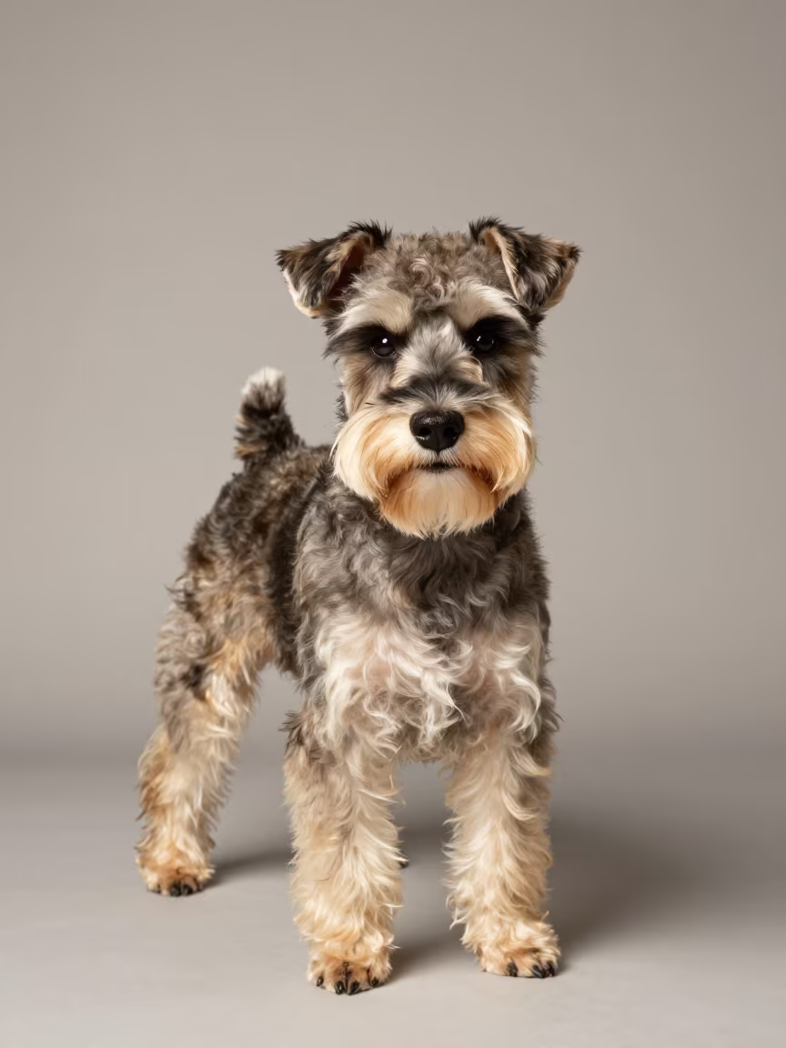 Biewer Terrier Portrait in Aleppo Studio in in a quiet portrait studio with a plain backdrop and eye-level framing in Aleppo