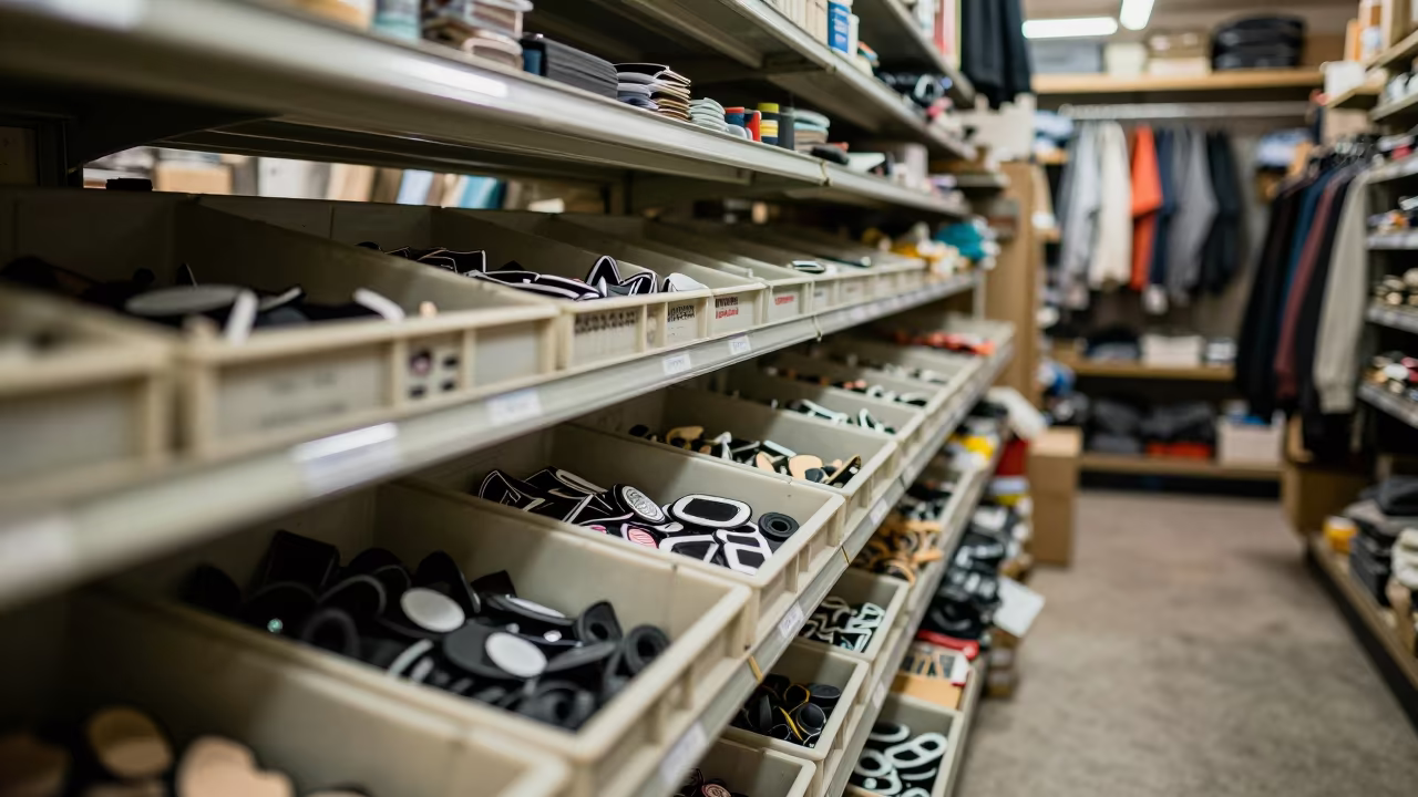 Bike Tube Patch Drawer in Cairo Stockroom in inside a stockroom behind the sales floor in Cairo
