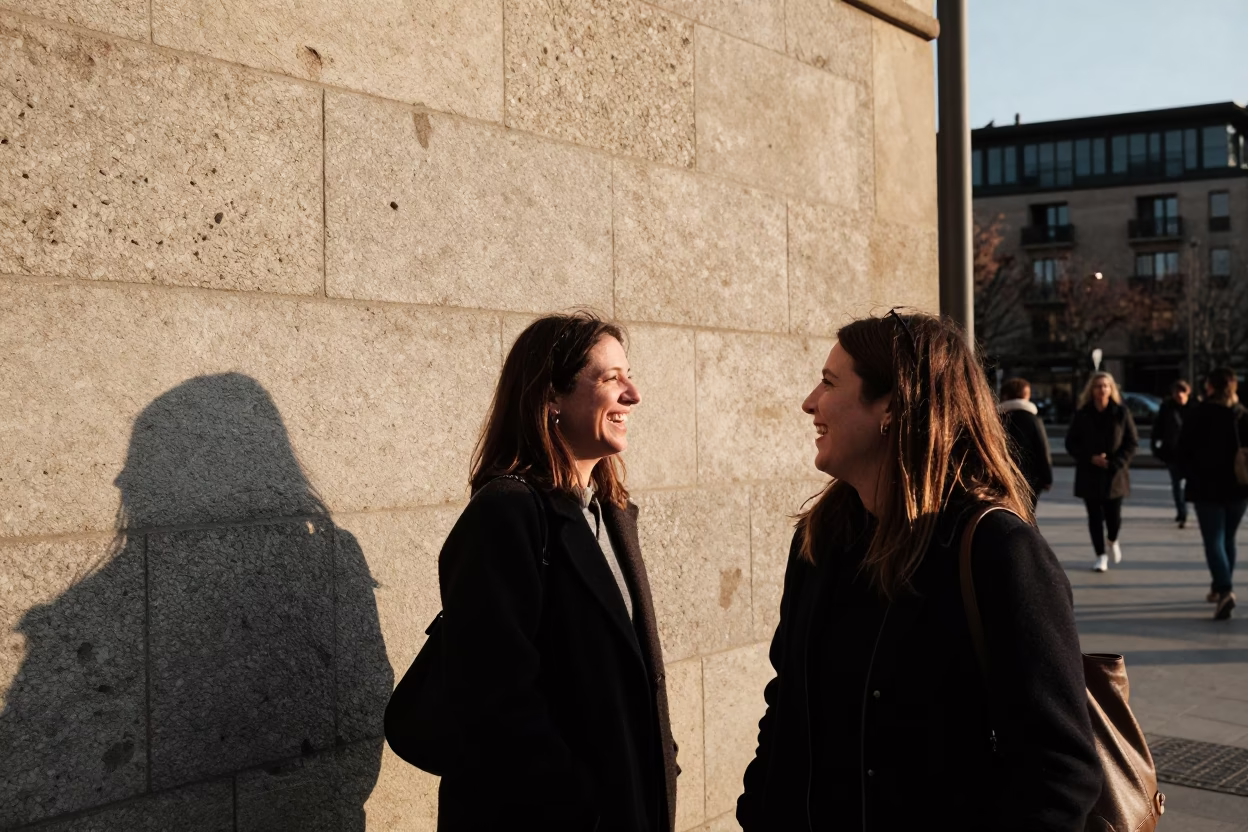 Bilbao Afternoon Laughter at The Late Afternoon Light in in Bilbao, Spain