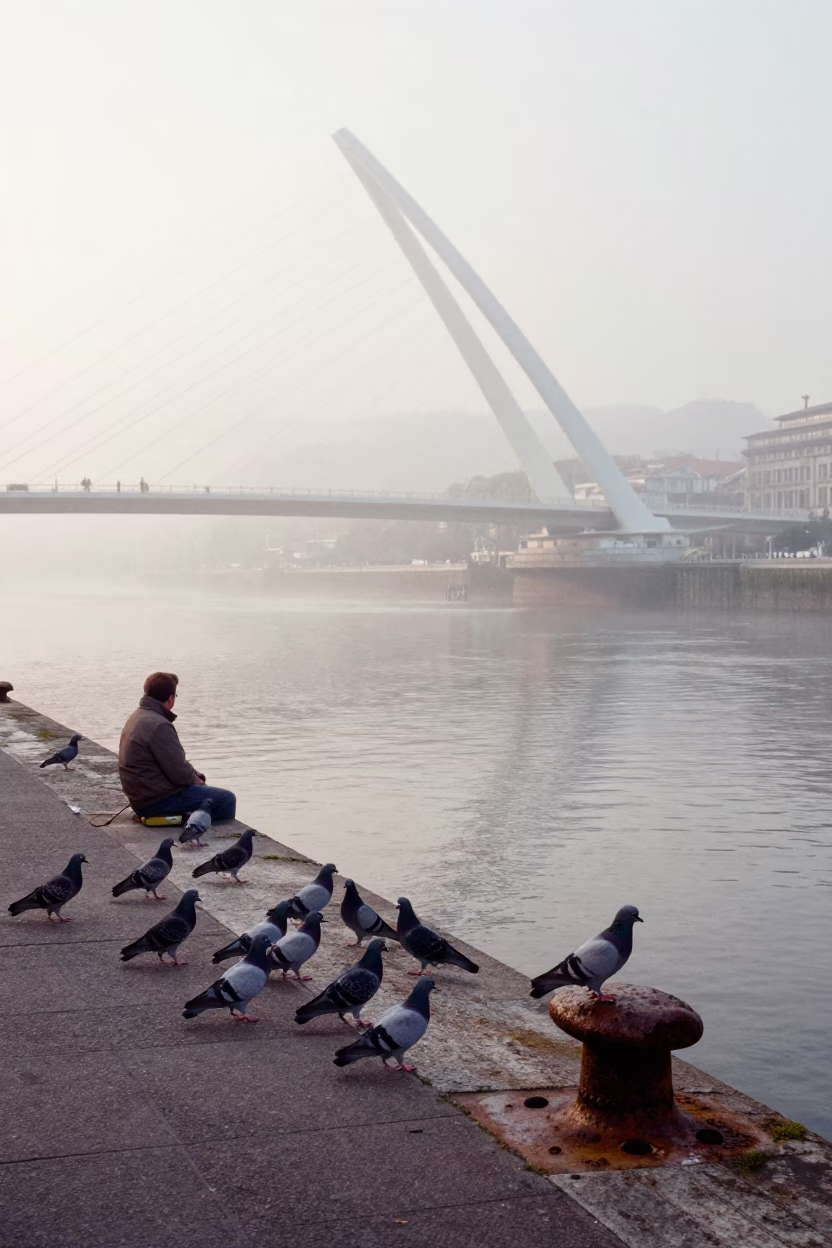 Bilbao Fisherman at Dawn Light in in Bilbao, Spain