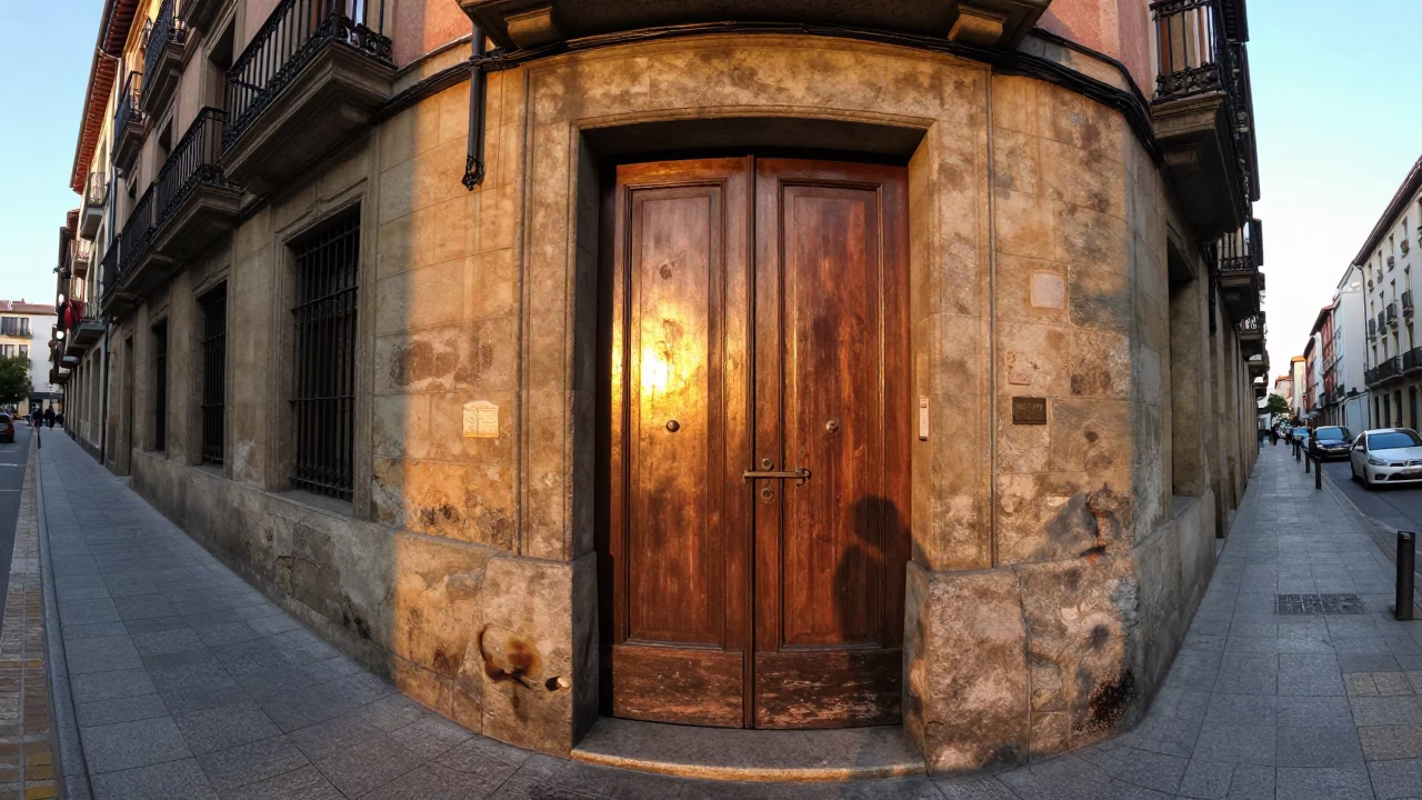Bilbao Late Afternoon Street Scene with Grease Sheen and Latch Details in in Bilbao, Spain