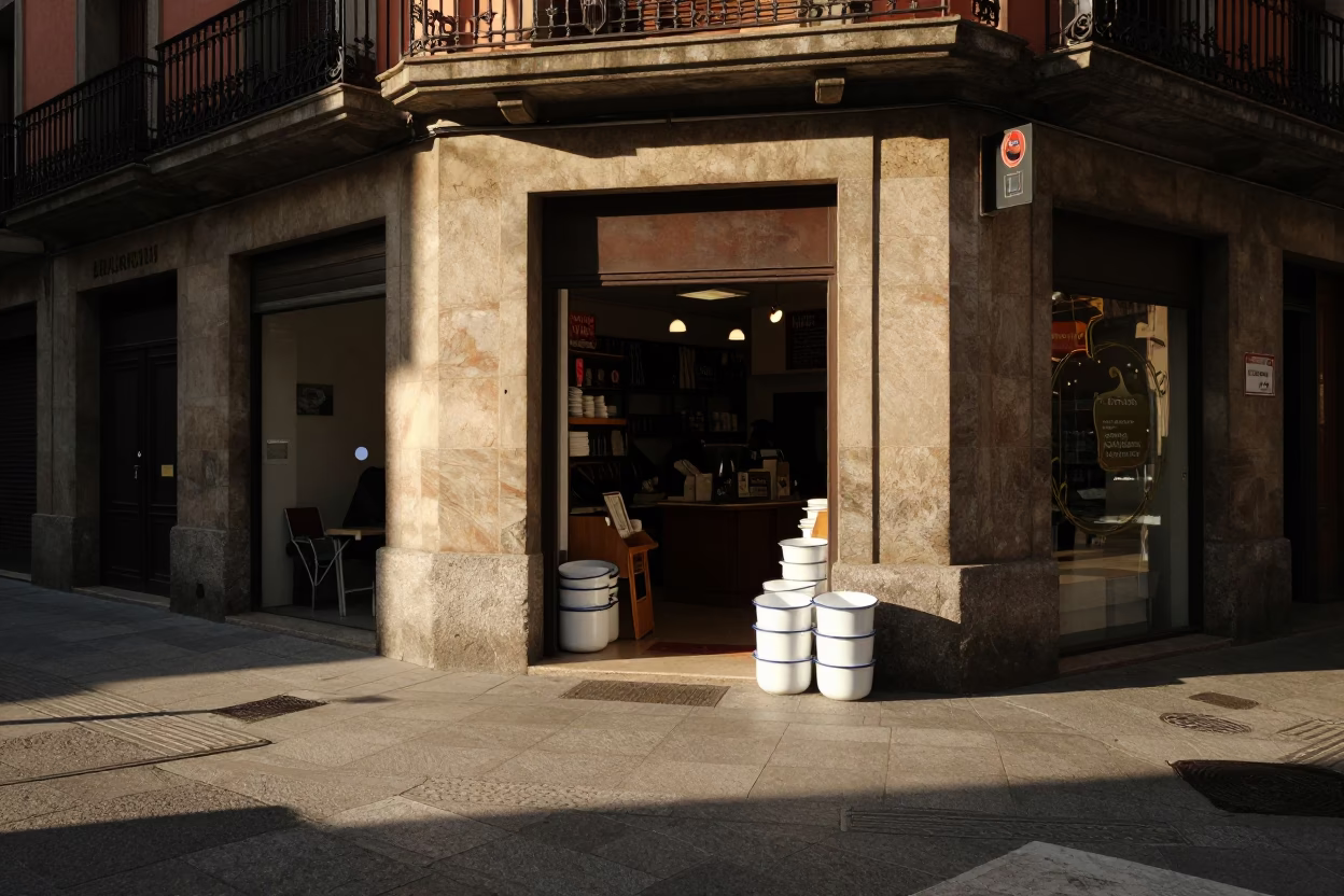 Bilbao Street Scene at Late Afternoon Light in in Bilbao, Spain