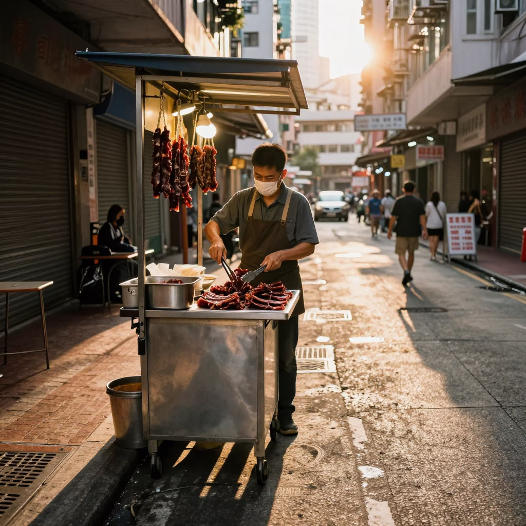 Biltong in Hong Kong at Sunset Light in in Hong Kong, Hong Kong
