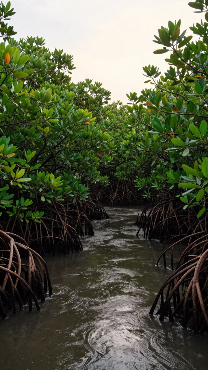 Binondo Mangrove Channel in Morning Shadow in near Binondo, Manila