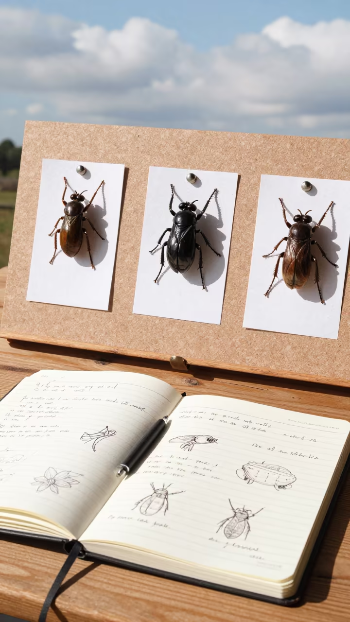 Biology Notebook and Tagged Insects in Sheffield in in Sheffield