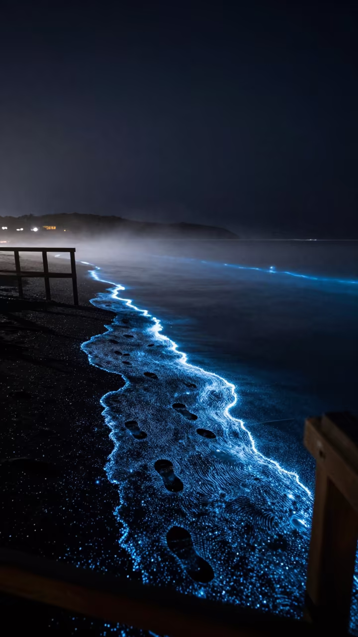 Bioluminescent Plankton Footprints Patagonia Winter Night in in Patagonia