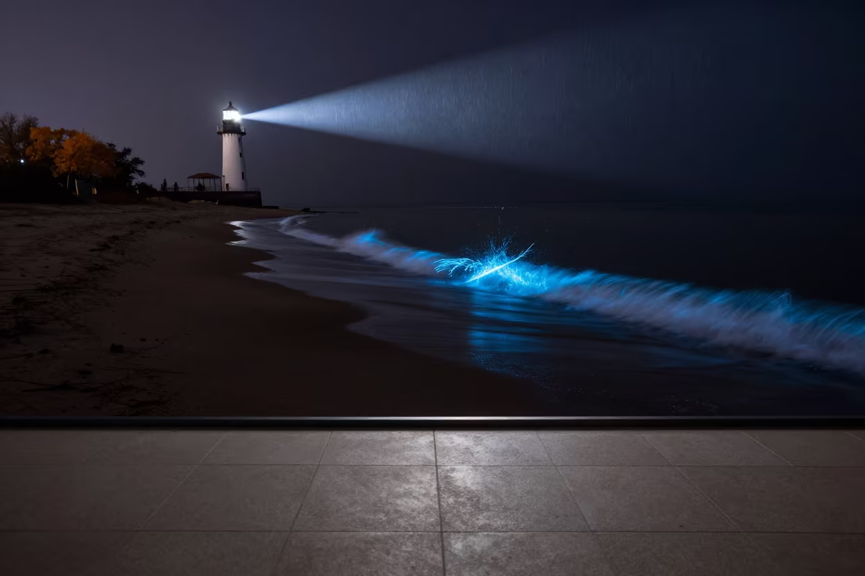 Bioluminescent Wave and Sand Floor at Midnight in near Guwahati