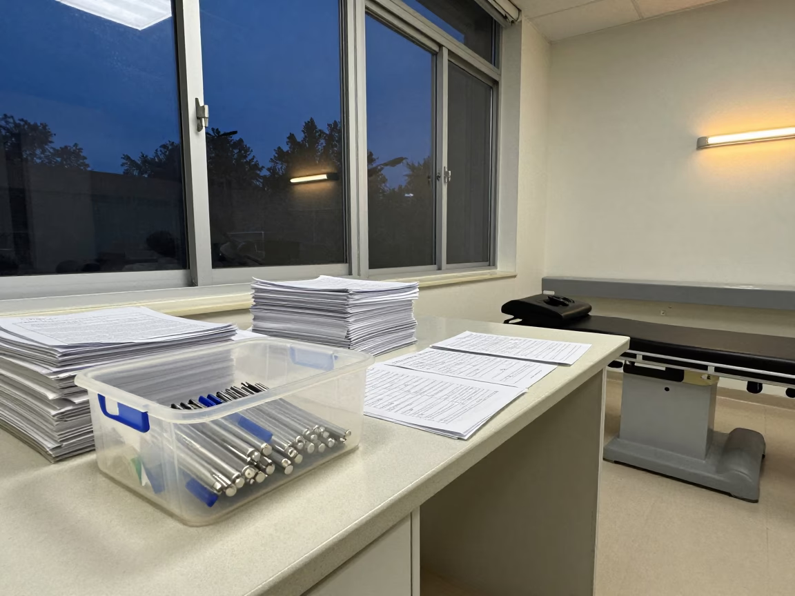 Biopsy Marker Bin in Arua Radiology Room in inside a radiology imaging room near Arua