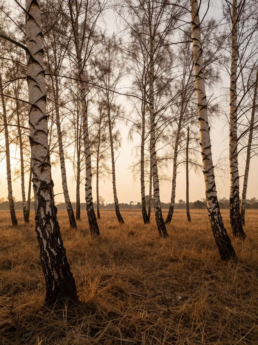 Birch Grove Evening Light After Storm in near Noida