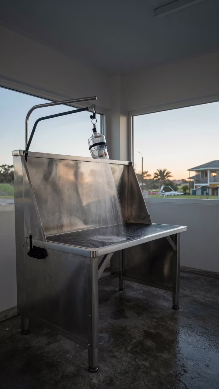 Bird Nebulizer Mask at Dog Wash Dawn in at a self-serve dog wash station in Pietermaritzburg