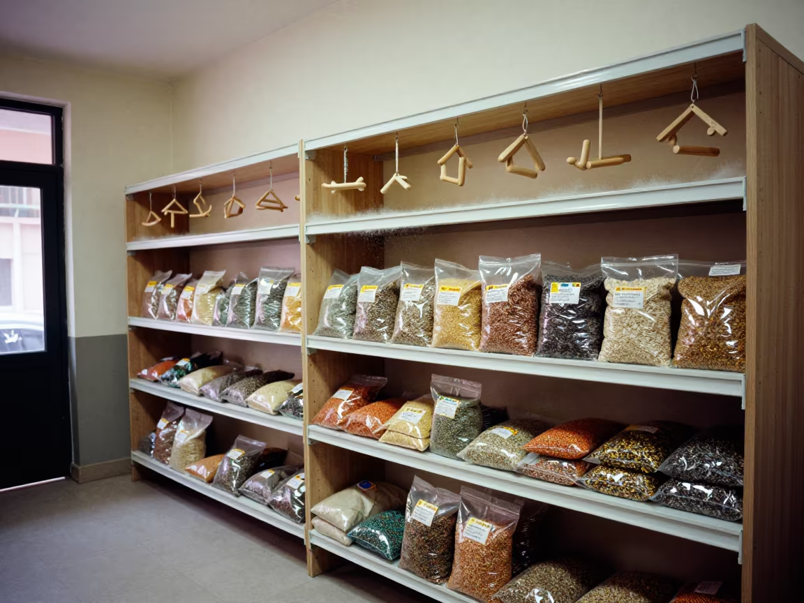 Bird Seed Shelves and Wooden Toys in Zagazig Room in inside an adoption room near Zagazig