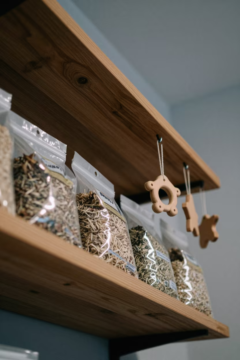 Bird Supplies Shelf Before Dawn in Aleppo in inside an adoption room in Aleppo