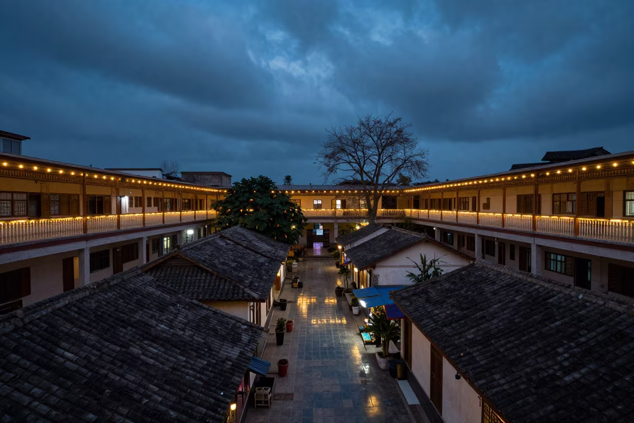 Bird's-Eye Kampung Village Atrium Damanhur in inside a vaulted atrium in Damanhur