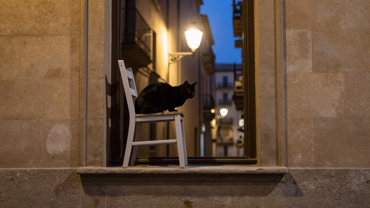 Black Cat in Barcelona in in Barcelona, Spain