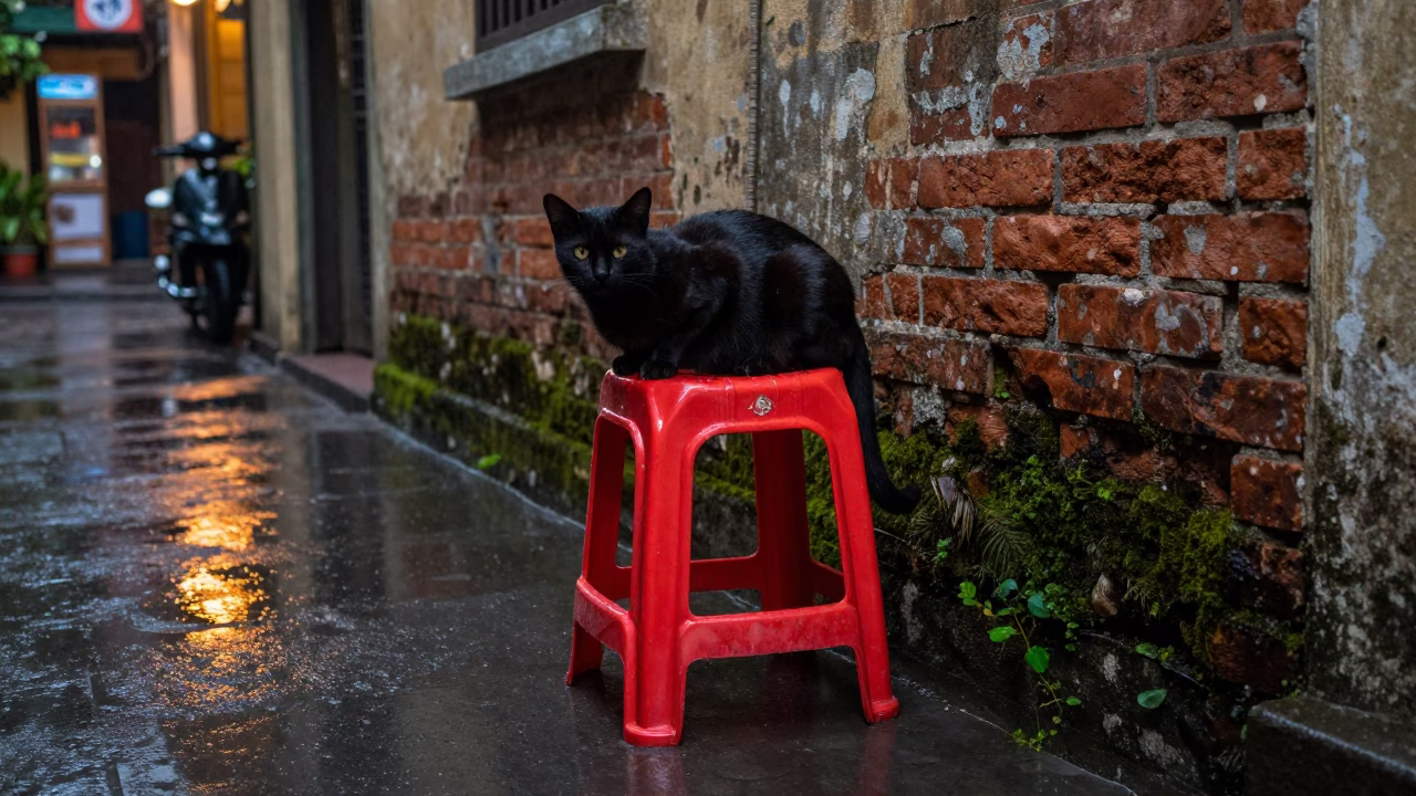 Black Cat in Hanoi in in Hanoi, Vietnam