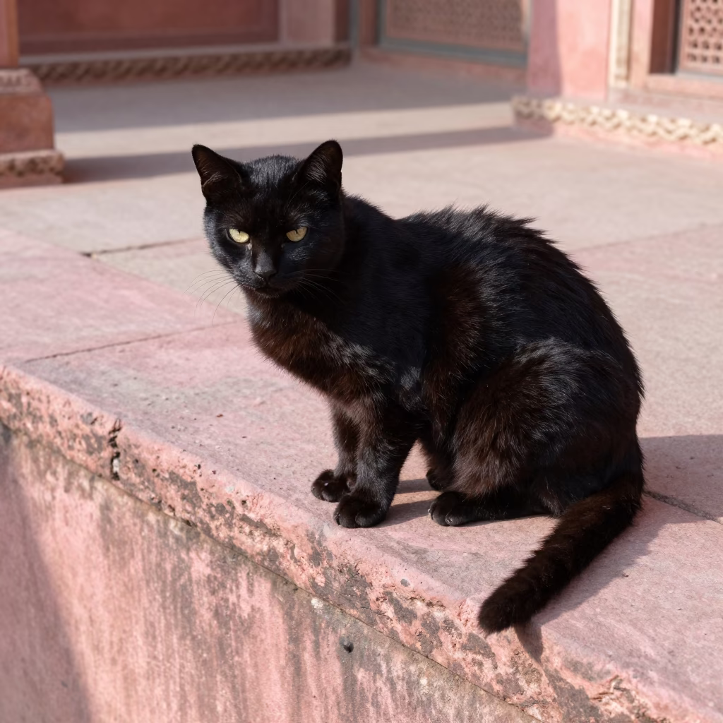 Black Cat in Jaipur in in Jaipur, India