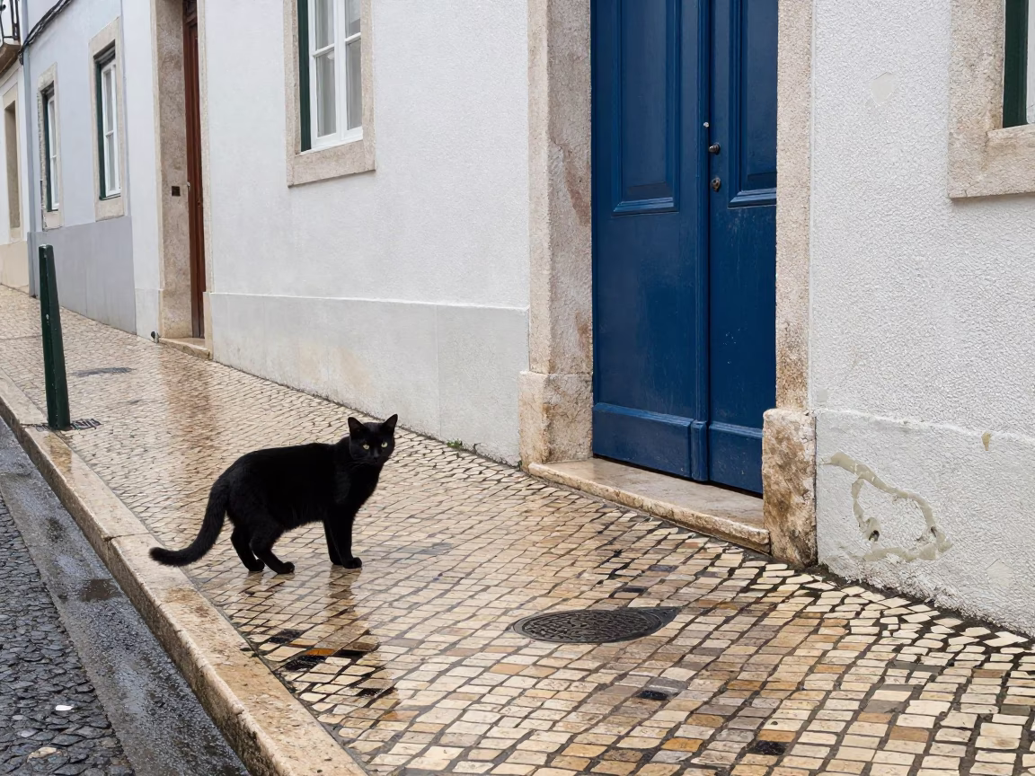 Black Cat in Lisbon in in Lisbon, Portugal