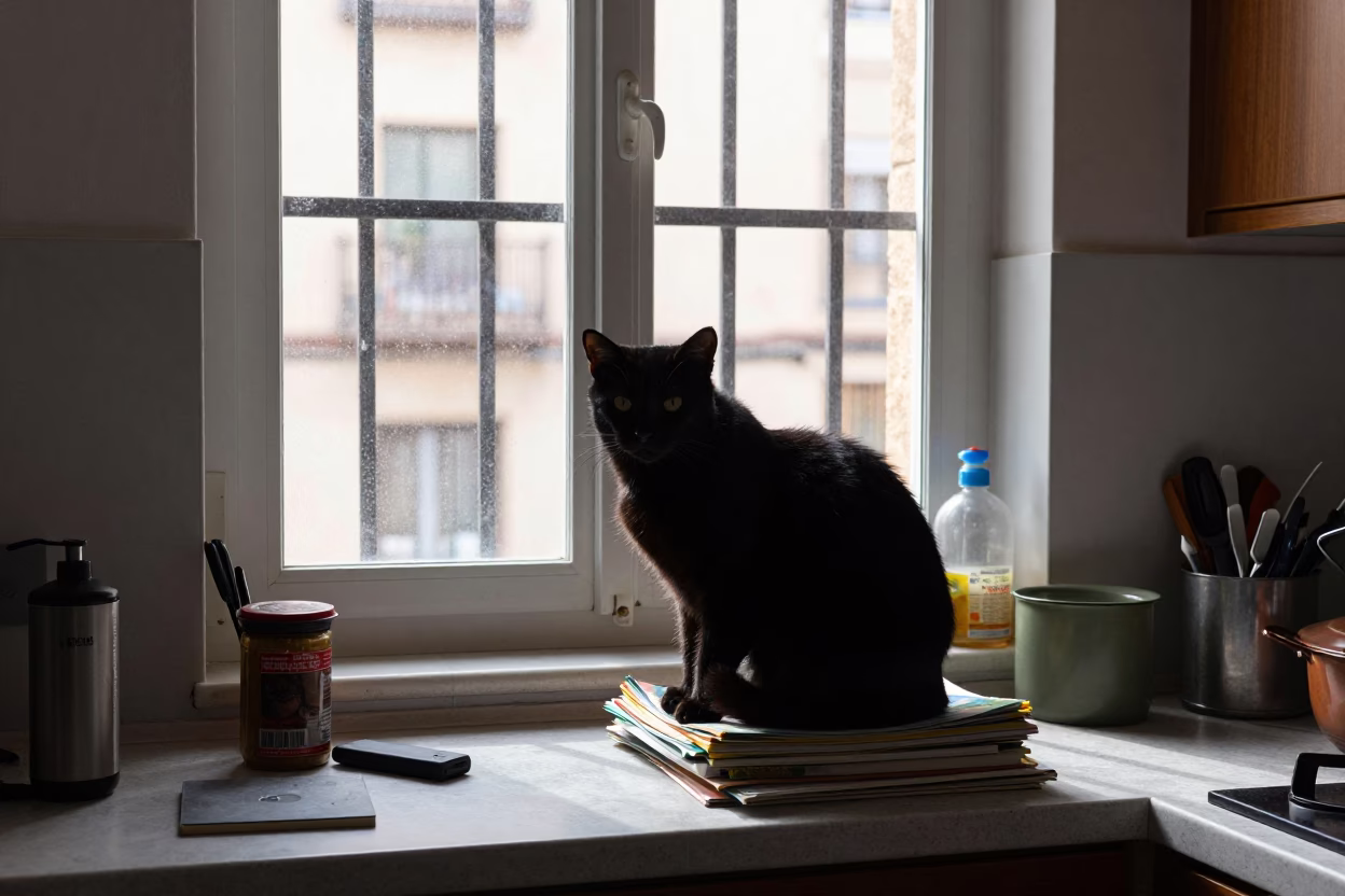 Black Cat in Madrid in in Madrid, Spain