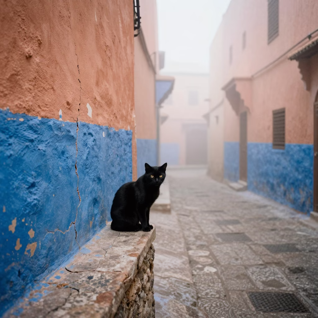 Black Cat in Marrakech in in Marrakech, Morocco